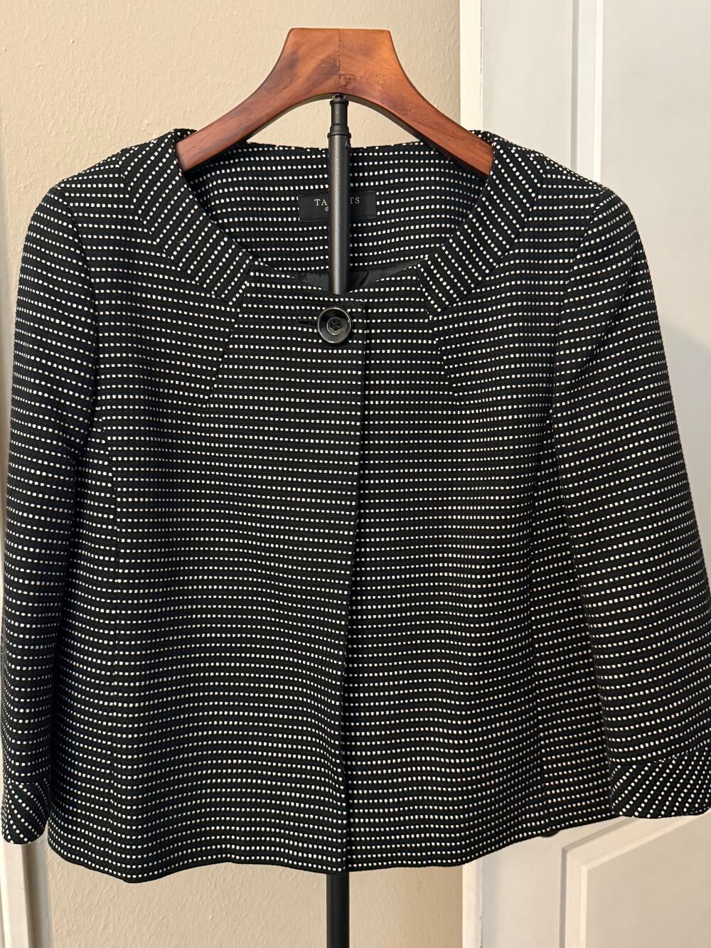 Talbots Black White Dash Print Jacket Size 10P
